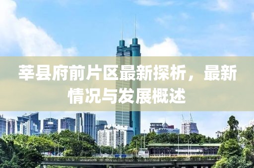 莘縣府前片區(qū)最新探析，最新情況與發(fā)展概述