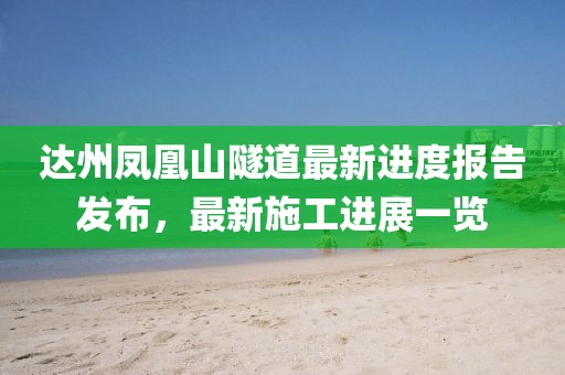 達州鳳凰山隧道最新進度報告發(fā)布，最新施工進展一覽