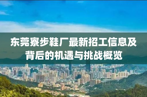 東莞寮步鞋廠最新招工信息及背后的機(jī)遇與挑戰(zhàn)概覽