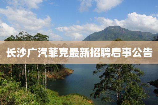 長(zhǎng)沙廣汽菲克最新招聘啟事公告