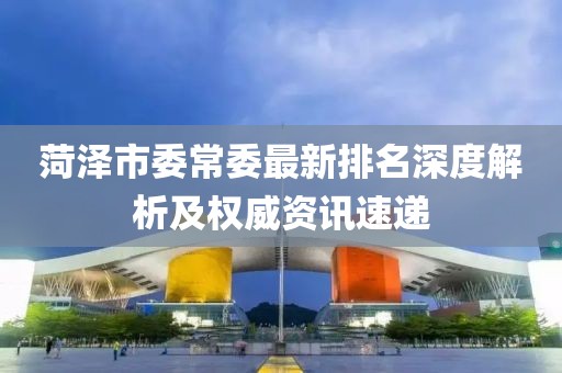 菏澤市委常委最新排名深度解析及權(quán)威資訊速遞