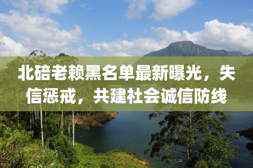 北碚老賴黑名單最新曝光，失信懲戒，共建社會(huì)誠(chéng)信防線