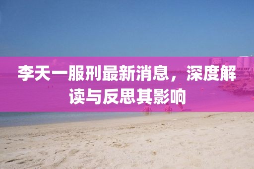 李天一服刑最新消息，深度解讀與反思其影響