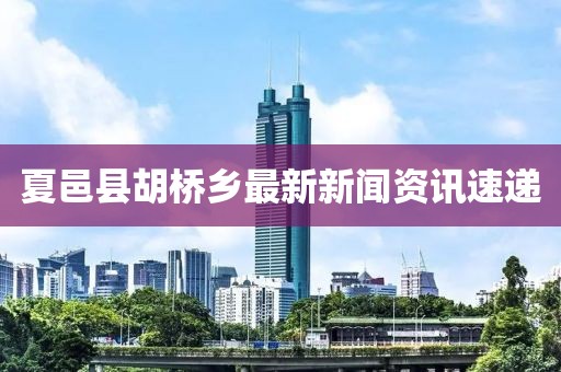 夏邑縣胡橋鄉(xiāng)最新新聞資訊速遞