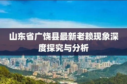 山東省廣饒縣最新老賴現(xiàn)象深度探究與分析