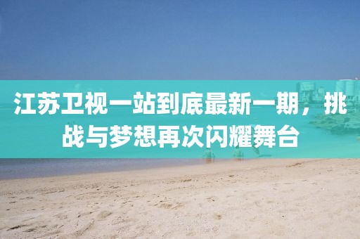 江蘇衛(wèi)視一站到底最新一期，挑戰(zhàn)與夢(mèng)想再次閃耀舞臺(tái)