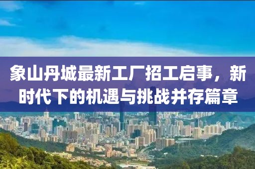 象山丹城最新工廠招工啟事，新時代下的機遇與挑戰(zhàn)并存篇章