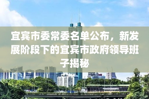 宜賓市委常委名單公布，新發(fā)展階段下的宜賓市政府領(lǐng)導(dǎo)班子揭秘
