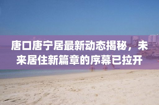 唐口唐寧居最新動態(tài)揭秘，未來居住新篇章的序幕已拉開