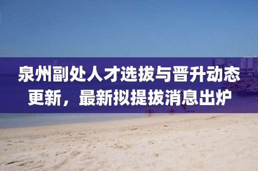 泉州副處人才選拔與晉升動態(tài)更新，最新擬提拔消息出爐