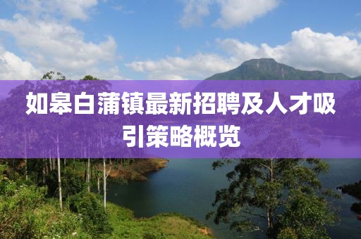 如皋白蒲鎮(zhèn)最新招聘及人才吸引策略概覽