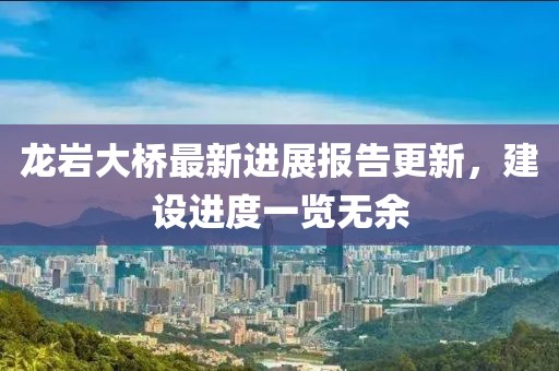龍巖大橋最新進展報告更新，建設進度一覽無余