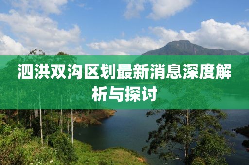 泗洪雙溝區(qū)劃最新消息深度解析與探討