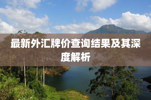 最新外匯牌價查詢結果及其深度解析