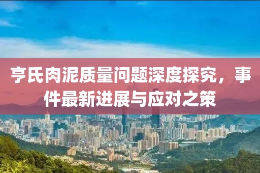 亨氏肉泥質(zhì)量問(wèn)題深度探究，事件最新進(jìn)展與應(yīng)對(duì)之策