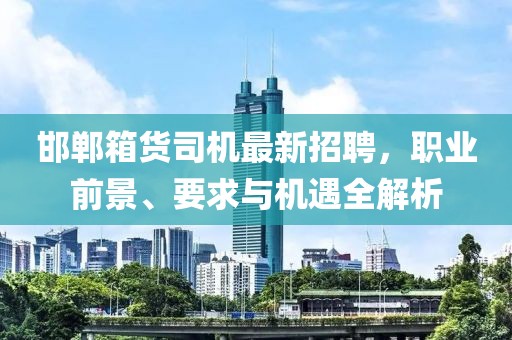 邯鄲箱貨司機(jī)最新招聘，職業(yè)前景、要求與機(jī)遇全解析