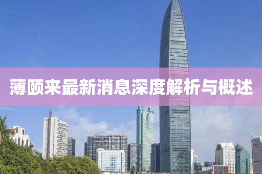 薄頤來最新消息深度解析與概述