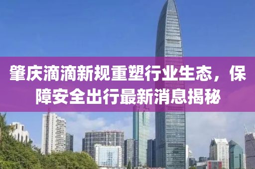 肇慶滴滴新規(guī)重塑行業(yè)生態(tài)，保障安全出行最新消息揭秘